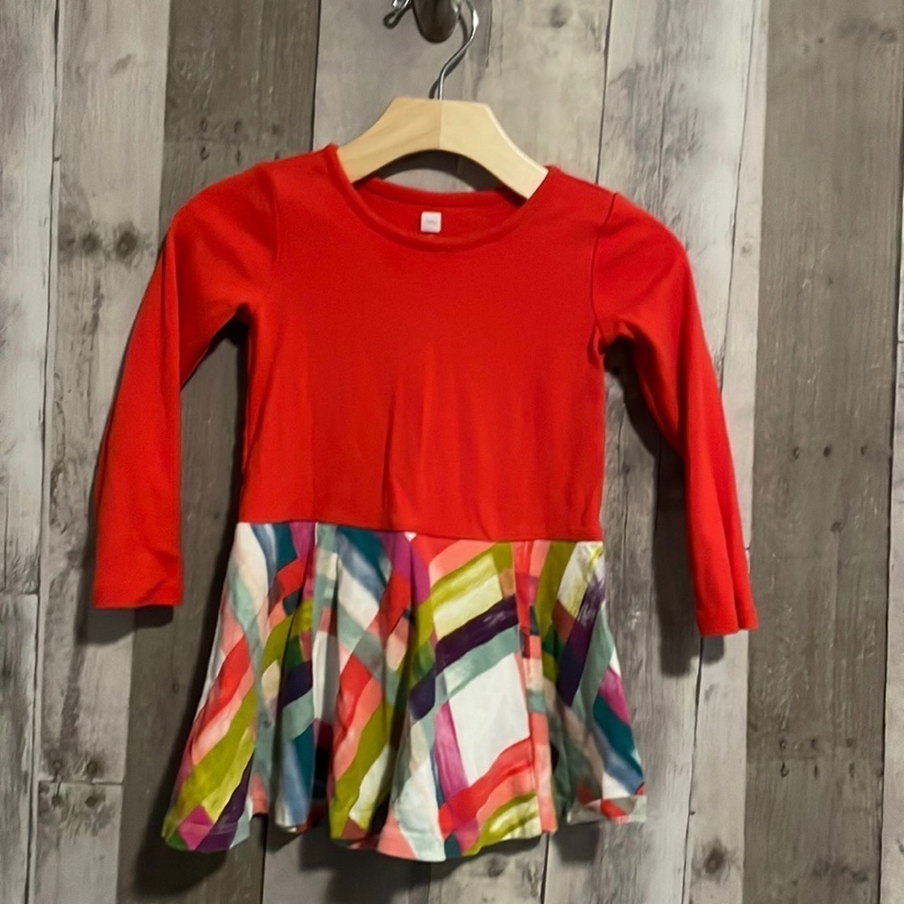 Tea Collection red long sleeve dress size 3